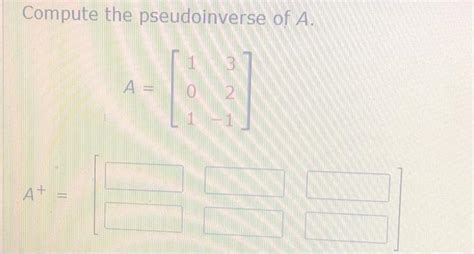 Solved Compute the pseudoinverse of A. | Chegg.com