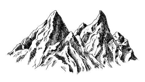 Mountain Black And White Sketch