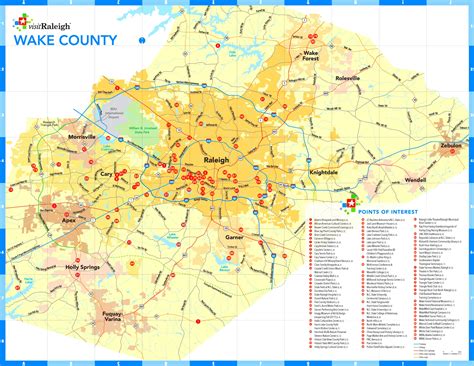 Wake County tourist map