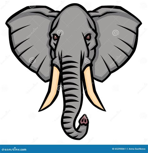 Elephant As Large African Animal With Trunk, Tusks, Ear Flaps And ...