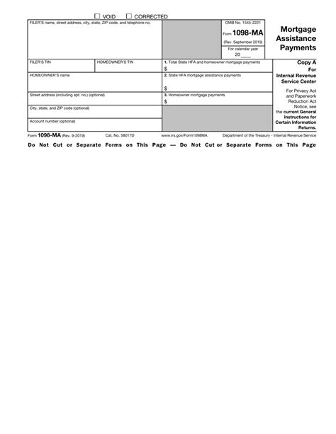 Irs Form 1098-ma Download Fillable Pdf Or Fill Online Mortgage Assistance Payments - 2019 ...