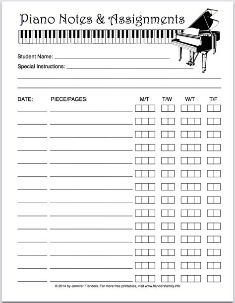 Piano Practice Printable | Piano practice, Piano practice chart, Learn piano