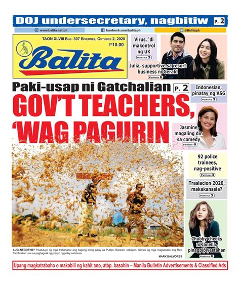 Balita-October 2,2020 Newspaper - Get your Digital Subscription