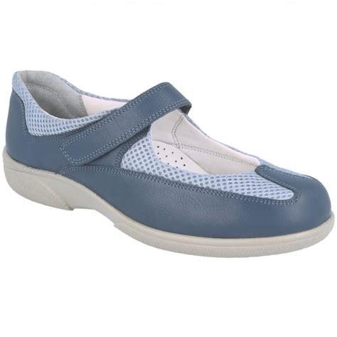 DB Easy B Oxen Denim Blue Leather/Grey Mesh Extra Wide Velcro Shoes 78453Z EE-4E (2V) | Official ...