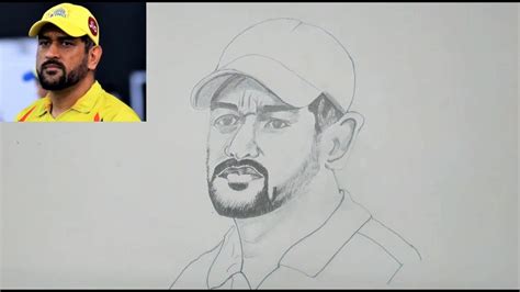 How to draw MS DHONI drawing for beginners || My first sketch|| step by step || #msdhoni - YouTube