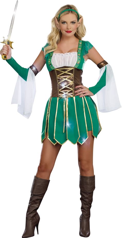 Sexy Warrior Elf Adult Womens Green Knight Costume Cosplay Theme Party Halloween - Walmart.com ...