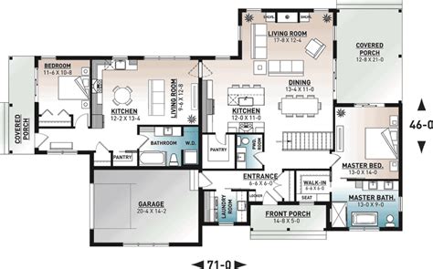 Ranch Style House Plan With In-Law Suite Attached – COOLhouseplans Blog - Detail Plans