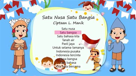 Satu Nusa Satu Bangsa Lirik - Indonesia Pusaka | Lagu Nasional | Tema 7 Kelas 4 SD | Vocal Shema ...