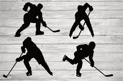 Kids Playing Hockey Clipart Silhouette