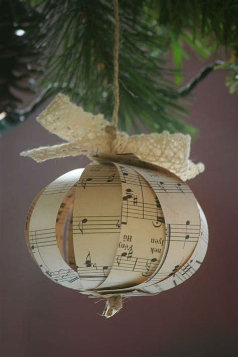 10 Beautiful Sheet Music Christmas Ornaments You Can Make Yourself