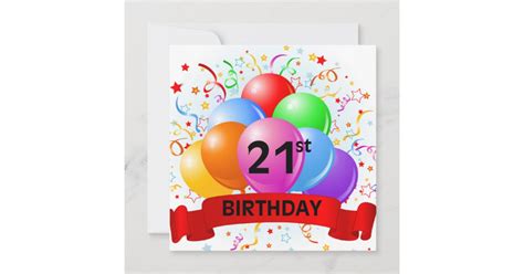 21st Birthday Balloons Banner Card | Zazzle