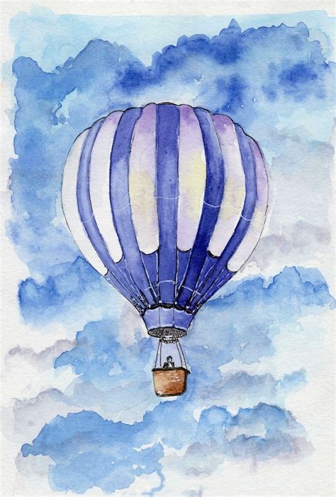 Hot Air Balloon Watercolor Print Of Painting | ubicaciondepersonas.cdmx ...