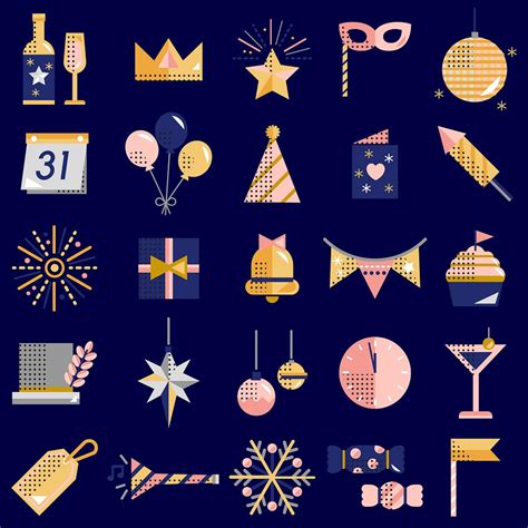 New year icons set vector | Free stock vector - 281047