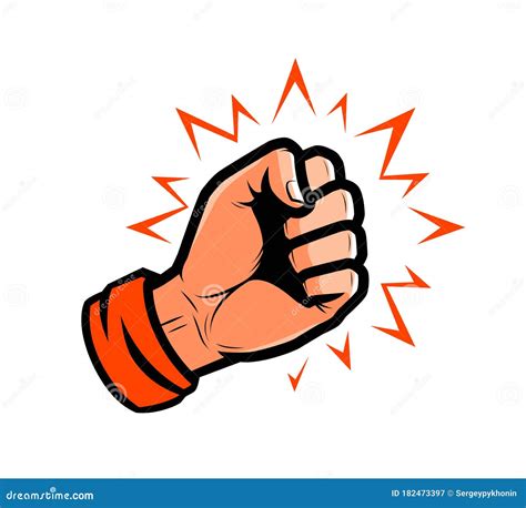 Strong Punch. Fist, Fight, Power Vector Illustration Stock Vector - Illustration of clenched ...