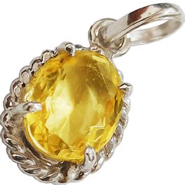 Golden Topaz Silver Pendant; Original & Certified Astrology Remedial ...