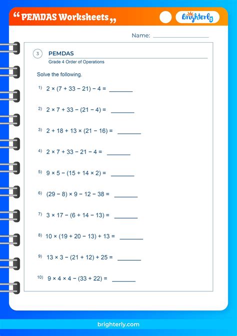 Free Printable PEMDAS Worksheets for Kids [PDFs] Brighterly