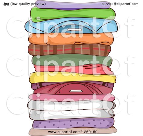 Clipart of a Stack of Folded Clothes - Royalty Free Vector Illustration by BNP Design Studio ...