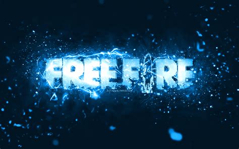 Download wallpapers Garena Free Fire blue logo, 4k, blue neon lights ...