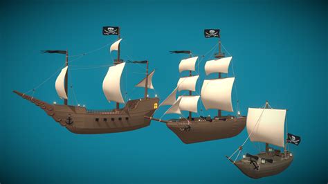 Stylized Low Poly Pirate Ship Pack - Buy Royalty Free 3D model by Raging Rocket (@RagingRocket ...