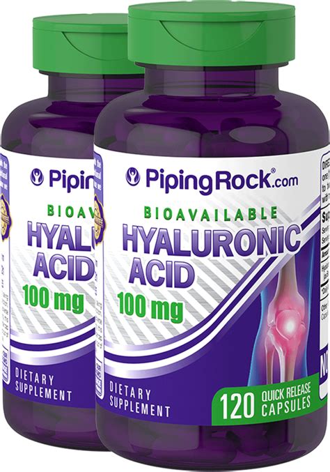 H-Joint Hyaluronic Acid 100 mg, 120 Capsules 2 Bottles | PipingRock ...