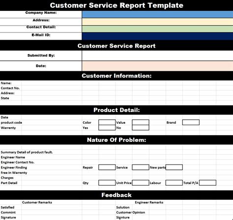 Customer Service Report Template - Free Report Templates