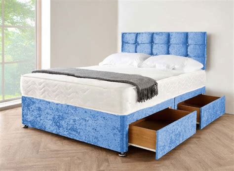 4FT6 Silver Divan Bed Set with 2 Storage Drawers-Double