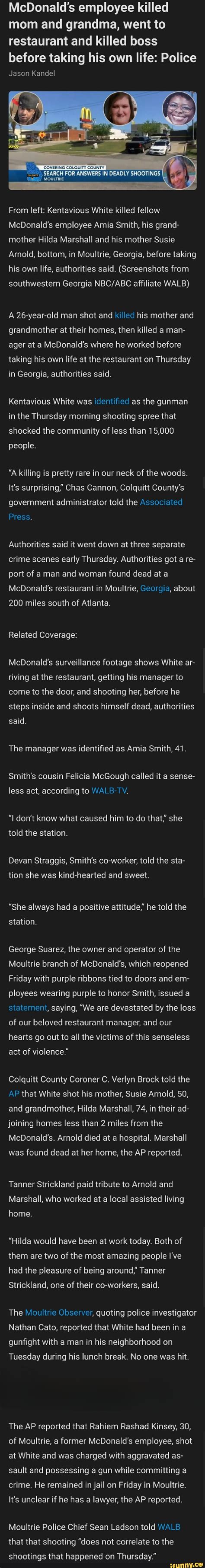 McDonald's employee killed mom and grandma, went to restaurant and ...