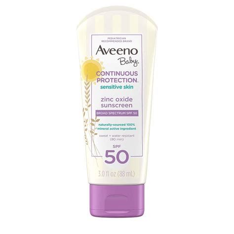 Aveeno Baby Continuous Protection Sensitive Skin Zinc Oxide Sunscreen ...