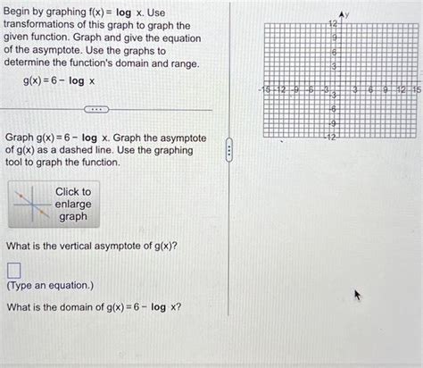 Solved Begin by graphing f(x)=logx. Use transformations of | Chegg.com