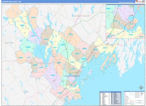 Cumberland County, ME Wall Map Color Cast Style by MarketMAPS - MapSales