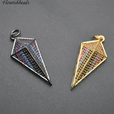 New Design 17x36mm Paved Colored CZ Pyramid Arrow Shape Metal Pendant DIY Jewelry Findings-in ...