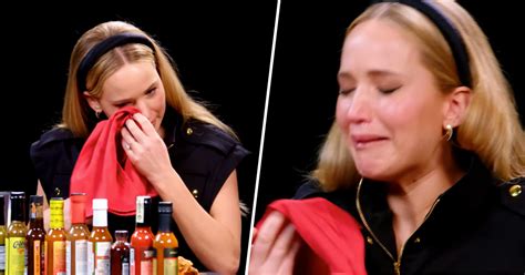 Jennifer Lawrence sobs her way through the ‘Hot Ones’ spicy wings challenge: ‘I feel like I’m ...