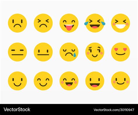 Variety emoji faces set Royalty Free Vector Image