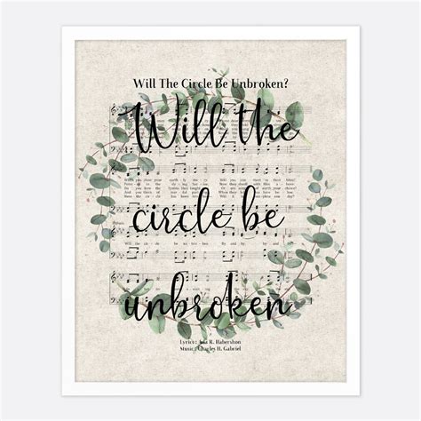 Will The Circle Be Unbroken Vintage Hymn Wall Art Print | Etsy