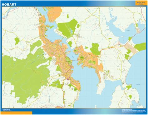 Hobart Laminowana mapa | Mapy ścienne