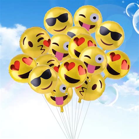 10pcs/lot 18 inch Emoji Balloons Smiley Face Expression Yellow Latex ...