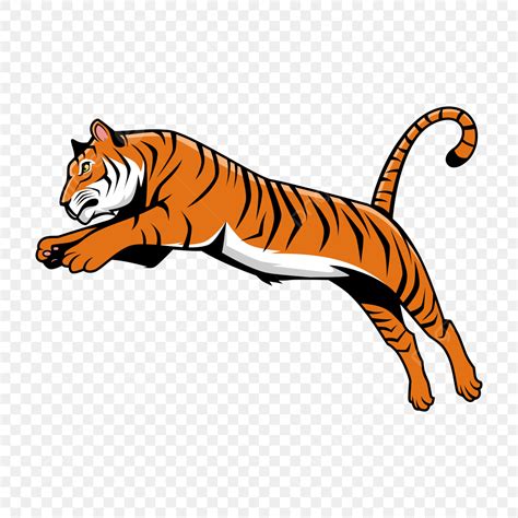 Tiger Mascot Clipart PNG Images, Tiger Jumping Vector Cartoon ...