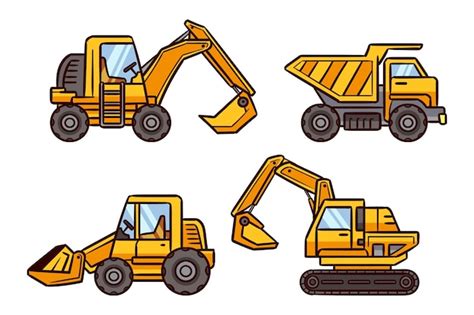 Free Vector | Flat design excavator set