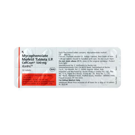 Cellcept 500mg Tablet 10'S - Buy Medicines online at Best Price from ...