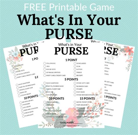 What’s In Your Purse Printable Game - My Pinterventures