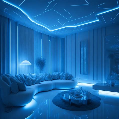 White Living Room with blue led’s | Futuristic bedroom, Design your ...