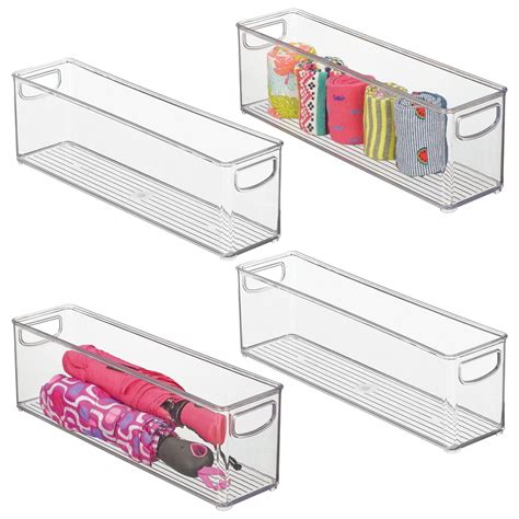 mDesign Plastic Home Closet Storage Organizer Bin with Handles - 4 Pack ...