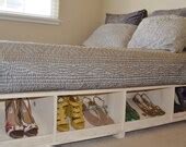 Items similar to Platform Bed with Shoe Storage on Etsy