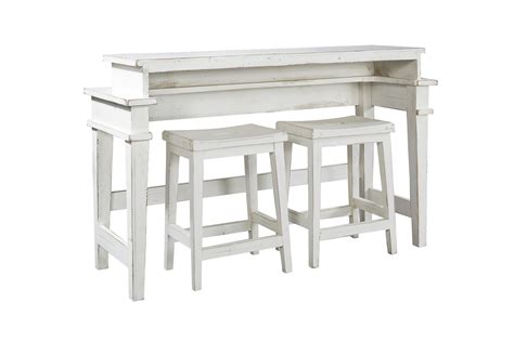 Reeds Farm I358-9151-WWT Rustic Console Bar Table with Two Stools | Sadler's Home Furnishings ...