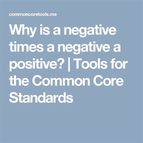 Why is a negative times a negative a positive? | Tools for the Common ...