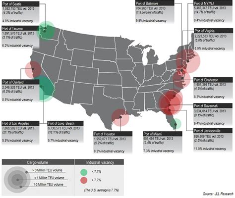 NOSOTROS puertos marítimos en el mapa - USA puerto de mar del mapa (América del Norte - América)