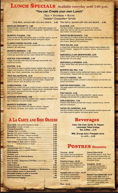 Menu at Mangos Cantina and Grill Oxford, AL restaurant, Oxford