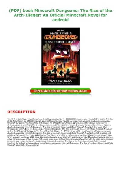 (PDF) book Minecraft Dungeons: The Rise of the Arch-Illager: An Official Minecraft Novel for android