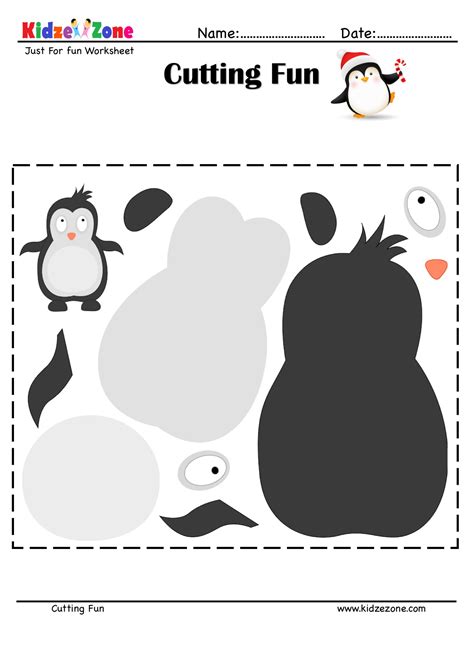 Cutting and Pasting Activity with Penguin - KidzeZone