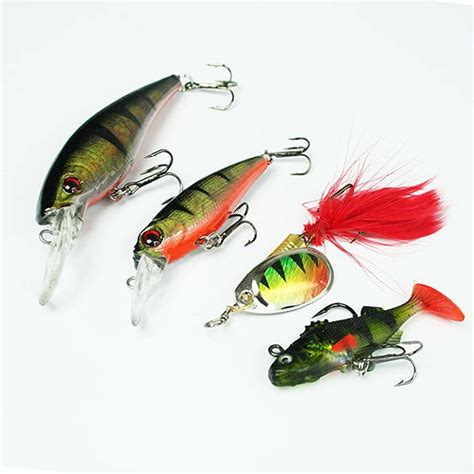 4pc Klone Fishing Lure Perch Set - 2 Plug 1 Spinner 1 Soft Bait r2207 ...